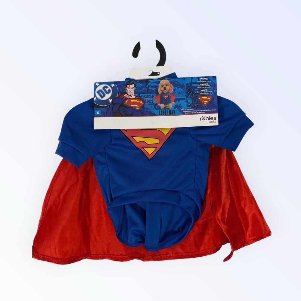 DC Comics Superman Dog Costume Set Size SMALL Polyester Red Blue Yellow Rubies